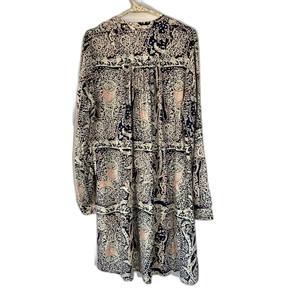 Anthropologie Caviana Shirtdress by Tiny Paisley Print Midi Dress Sz L $148 Boho